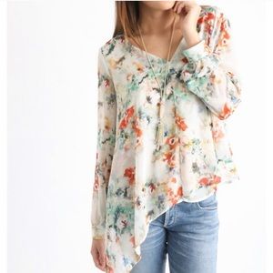 Floral Watercolor Long Sleeve Blouse